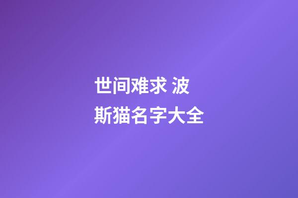 世间难求 波斯猫名字大全